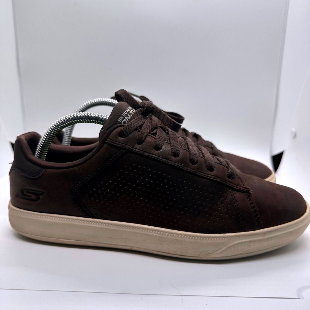 Skechers On-The-Go Leather Sneakers Casual Cushion Walking Shoes Brown Size 7.5 - Picture 8 of 12